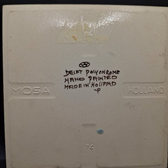 Hand-Painted Delft Polychrome Ceramic Tile With Menorah Design Emblem Of Israel - Picture 4 of 8